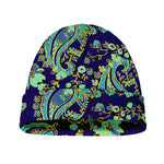 Blue Bohemian Paisley Pattern Print Beanie