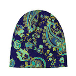 Blue Bohemian Paisley Pattern Print Beanie