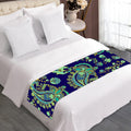 Blue Bohemian Paisley Pattern Print Bed Runner