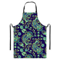 Blue Bohemian Paisley Pattern Print Bib Apron With Pocket