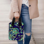 Blue Bohemian Paisley Pattern Print Bible Tote Bag