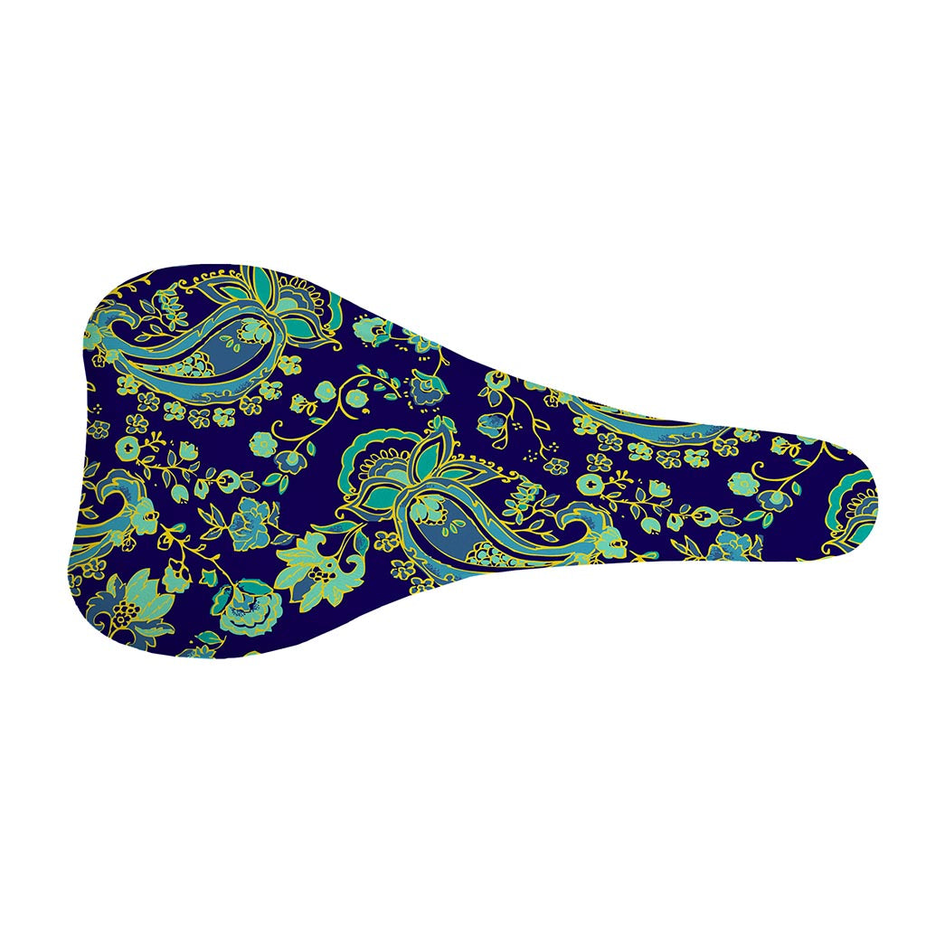 Blue Bohemian Paisley Pattern Print Bicycle Seat Cover