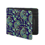 Blue Bohemian Paisley Pattern Print Bifold Wallet