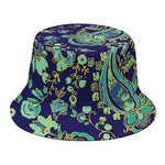 Blue Bohemian Paisley Pattern Print Bucket Hat
