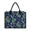 Blue Bohemian Paisley Pattern Print Canvas Tote Bag