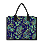 Blue Bohemian Paisley Pattern Print Canvas Tote Bag