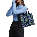 Blue Bohemian Paisley Pattern Print Canvas Tote Bag