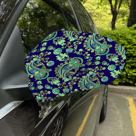 Blue Bohemian Paisley Pattern Print Car Side Mirror Covers