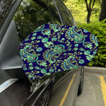 Blue Bohemian Paisley Pattern Print Car Side Mirror Covers