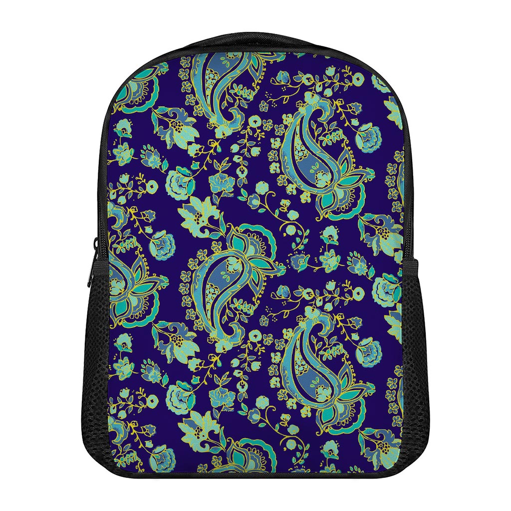 Blue Bohemian Paisley Pattern Print Casual Backpack