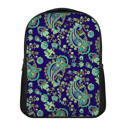 Blue Bohemian Paisley Pattern Print Casual Backpack