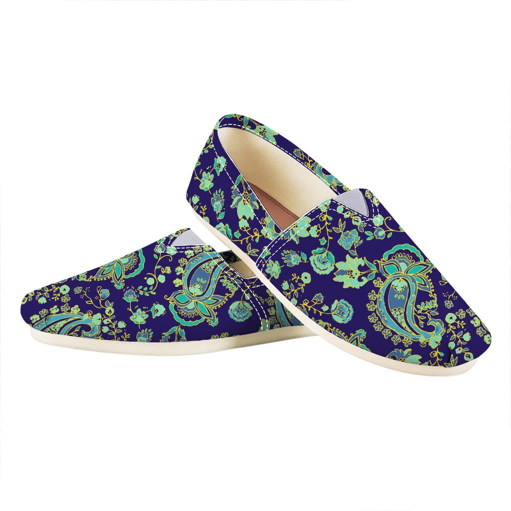 Blue Bohemian Paisley Pattern Print Casual Shoes