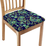 Blue Bohemian Paisley Pattern Print Chair Cushion Cover