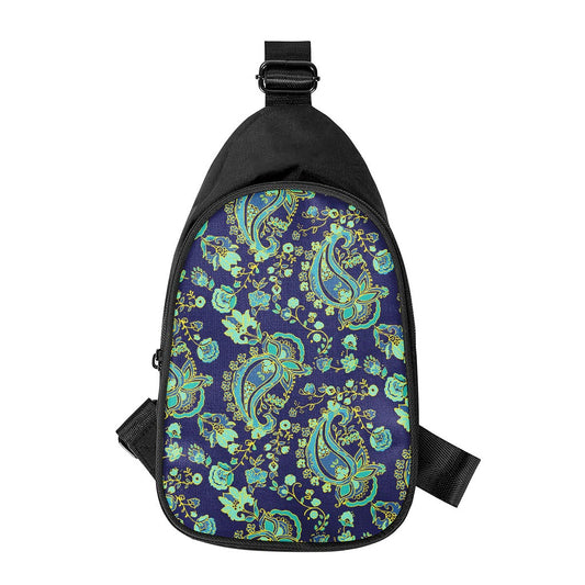 Blue Bohemian Paisley Pattern Print Chest Bag