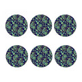 Blue Bohemian Paisley Pattern Print Coaster Set