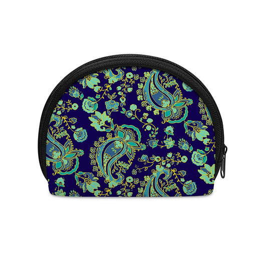 Blue Bohemian Paisley Pattern Print Coin Purse