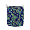 Blue Bohemian Paisley Pattern Print Collapsible Laundry Basket