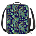Blue Bohemian Paisley Pattern Print Crossbody Lunch Bag