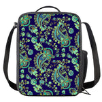 Blue Bohemian Paisley Pattern Print Crossbody Lunch Bag
