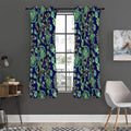 Blue Bohemian Paisley Pattern Print Grommet Curtain Panels