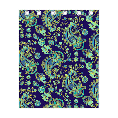 Blue Bohemian Paisley Pattern Print Curtain