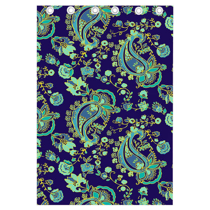 Blue Bohemian Paisley Pattern Print Curtain