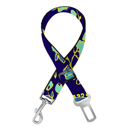 Blue Bohemian Paisley Pattern Print Dog Seat Belt
