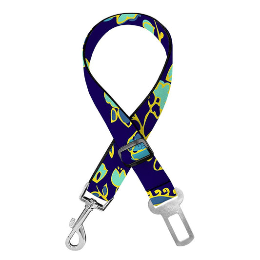 Blue Bohemian Paisley Pattern Print Dog Seat Belt