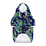 Blue Bohemian Paisley Pattern Print Dog Zip Up Hoodie