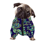 Blue Bohemian Paisley Pattern Print Dog Zip Up Jacket