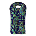 Blue Bohemian Paisley Pattern Print Double Neoprene Wine Tote