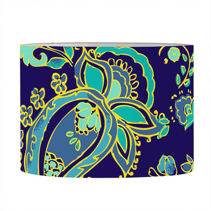 Blue Bohemian Paisley Pattern Print Drum Lamp Shade