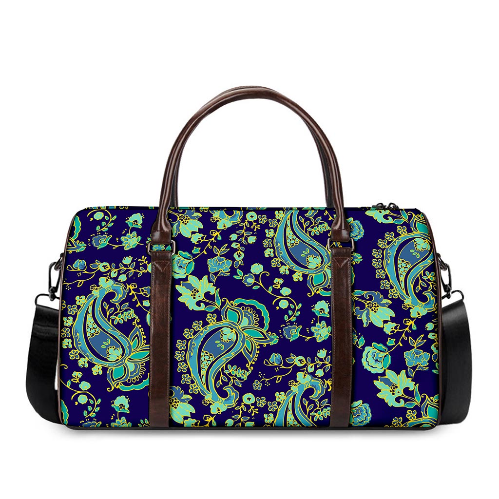 Blue Bohemian Paisley Pattern Print Duffle Bag
