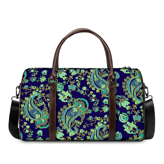 Blue Bohemian Paisley Pattern Print Duffle Bag