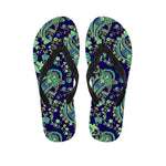 Blue Bohemian Paisley Pattern Print Flip Flops