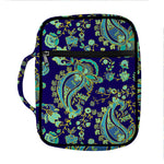Blue Bohemian Paisley Pattern Print Front Pocket Bible Bag