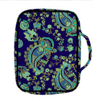 Blue Bohemian Paisley Pattern Print Front Pocket Bible Bag