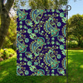 Blue Bohemian Paisley Pattern Print Garden Flag