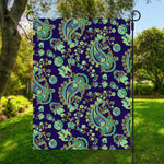 Blue Bohemian Paisley Pattern Print Garden Flag