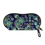 Blue Bohemian Paisley Pattern Print Glasses Case