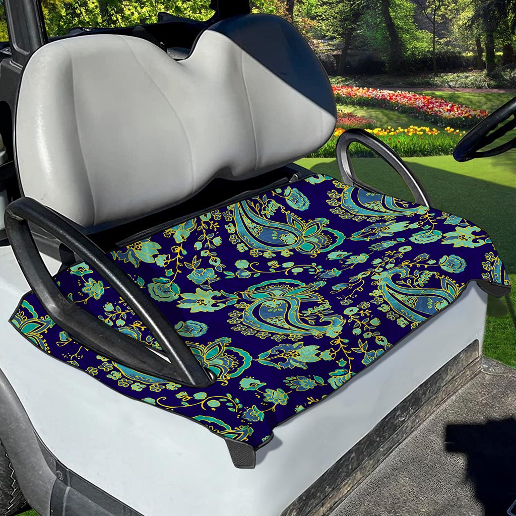 Blue Bohemian Paisley Pattern Print Golf Cart Seat Cover