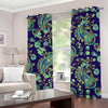 Blue Bohemian Paisley Pattern Print Grommet Curtains