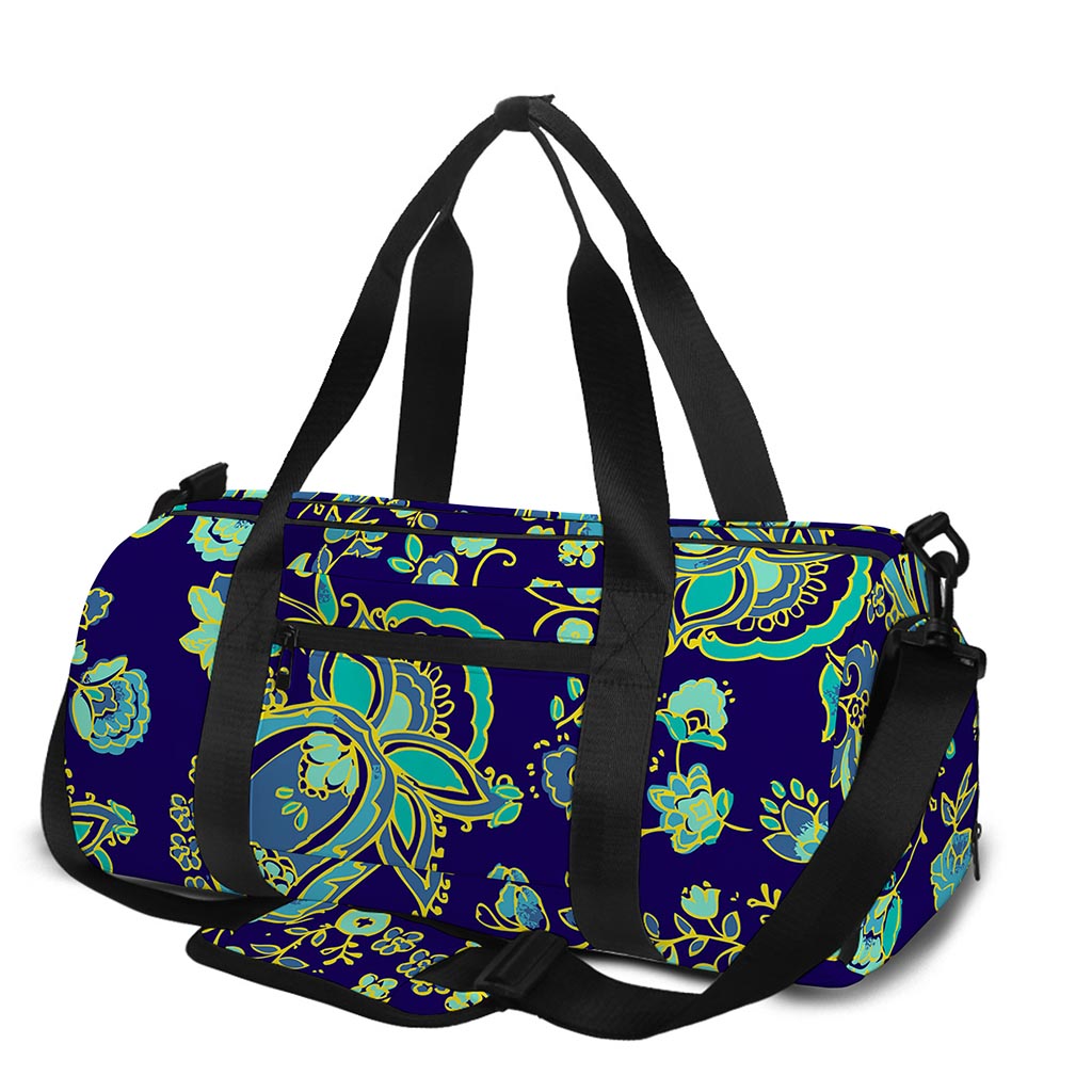 Blue Bohemian Paisley Pattern Print Gym Bag