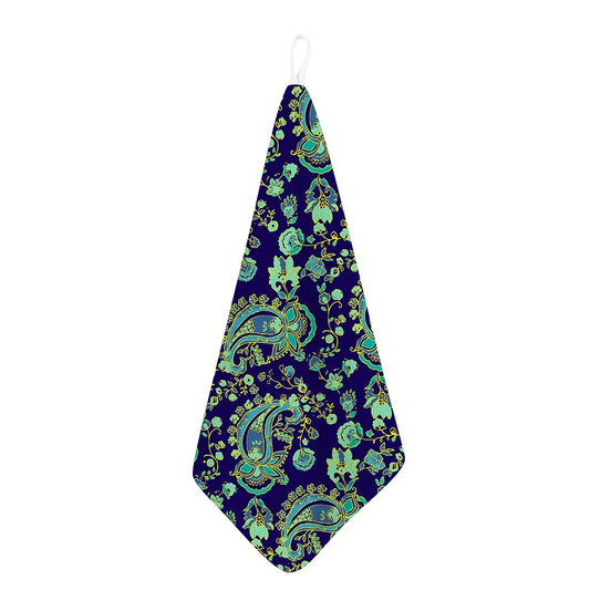 Blue Bohemian Paisley Pattern Print Hand Towel