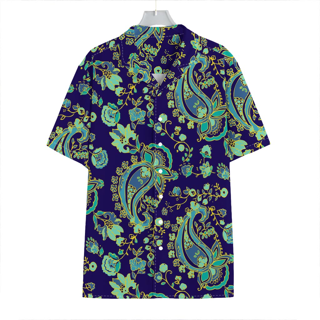 Blue Bohemian Paisley Pattern Print Hawaiian Shirt