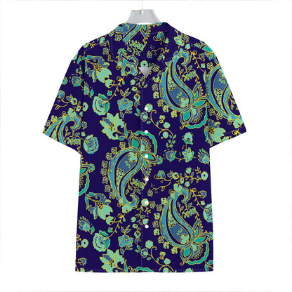 Blue Bohemian Paisley Pattern Print Hawaiian Shirt