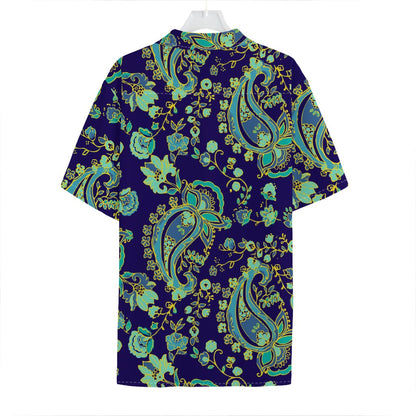 Blue Bohemian Paisley Pattern Print Hawaiian Shirt
