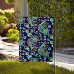 Blue Bohemian Paisley Pattern Print House Flag