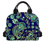 Blue Bohemian Paisley Pattern Print Insulated Lunch Bag
