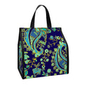 Blue Bohemian Paisley Pattern Print Insulated Lunch Tote